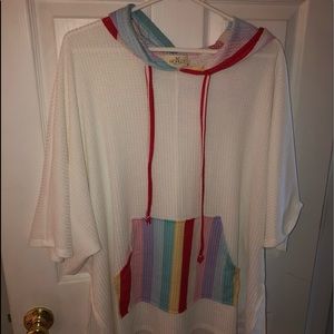 Waffle Knit Top w/ Hoodie